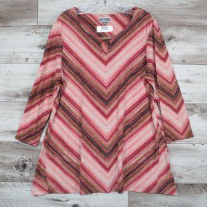 JM Collection* Women's 3/4 Sleeve Keyhole V-Neck Straight Hem Tunic Blouse~Large